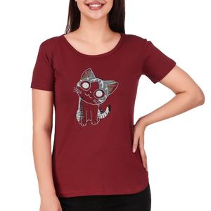 เสื้อยืดผ้าฝ้ายพิมพ์ลายโลโก้,เสื้อยืดผู้หญิงแบบเรียบๆ - Product Image 1