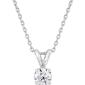 ทองคำขาว 14K เพชรแท้เจียระไนบริลเลียนต์ 1.00 กะรัต รับรองโดย GIA สร้อยคอจี้เพชรคลาสสิกสำหรับผู้หญิง เหมาะสำหรับงานแต่งงานและงานหมั้น - Product Image 1