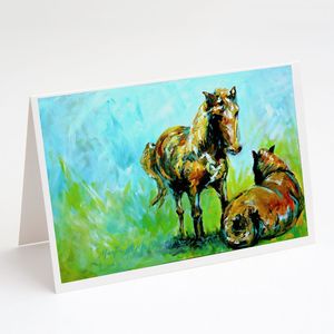 Whimsical A7 Tamaño 5x7 Horse Grazing Tarjetas de notas en blanco Paquete de 8 con sobres para saludos - Product Image 1