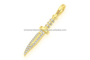 จี้เพชรแท้ทรงมีด ดีไซน์หรูหราโดดเด่น ทองคำแท้ 14K ประดับเพชรแบบ Iced Out  งานสั่งทำพิเศษ  เครื่องประดับแฟชั่นฮิปฮอปสุดเทรนดี้ ของขวัญสุดพิเศษ - Product Image 2