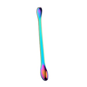 Cuchara de Doble Punta de Acero Inoxidable Premium, Superficie Plateada Brillante Tipo Espejo, Curva Suave, Material Grueso, Agarre Ergonómico, CE - Product Image 1