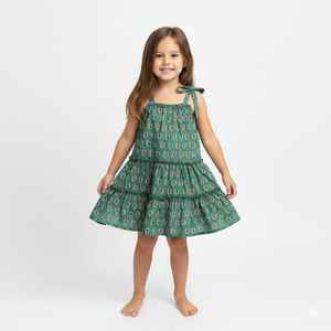 Vestido de Lino y Algodón para Niñas |   Ropa de Playa Transpirable para Niños, Uso Diario, Hecha en India - Product Image 2