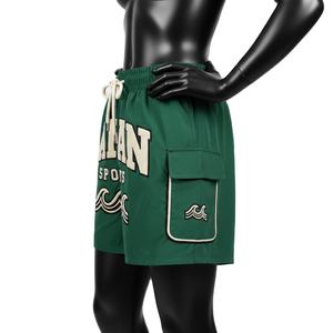 Chaqueta cortavientos para mujer, ligera, de nailon y poliéster, color verde oscuro, corte informal, con logotipo bordado en chenilla, pantalones cortos personalizados para mujer - Product Image 3