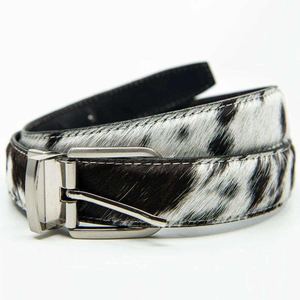 Cinturón de Cuero Vacuno de Primera Calidad con Pelo de Vaca, Estilo Casual para Hombre, Hebilla de Hierro, Alta Calidad, Longitud Personalizable - Product Image 6