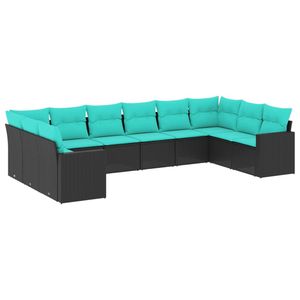 Juego de Sofás de Patio de 10 Piezas en Poliratán Negro con Cojines, Elegante Colección de Muebles para Exteriores - Product Image 2