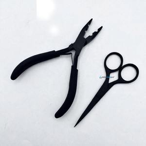 Ensemble professionnel de pinces et ciseaux pour extensions de cheveux, outils revêtus de noir pour une précision et une durabilité accrues - Product Image 5