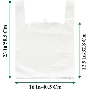 Sacchetti di Plastica Ispirati alle T-Shirt per la Spesa al Dettaglio, con Manici Bianchi 16x23 Pollici, Confezione da 10 - Product Image 2