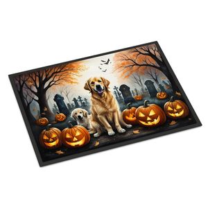 Felpudo Golden Retriever Spooky Halloween antideslizante lavable de pila baja alfombra de entrada interior/exterior 24H X 36W Felpudo de puerta delantera - Product Image 1