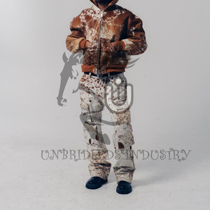 Nuevos Pantalones Cargo de Cuero Vacuno Color Bronceado y Blanco, Estilo Vaquero Occidental, Pantalones de Cuero de Alta Calidad, Proveedor de Pantalones de Cuero Vacuno - Product Image 4