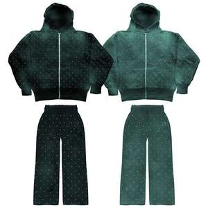 Ensemble de survêtement décontracté à capuche pour garçons, motif à pois, manches longues, fermeture éclair, sweat-shirt et pantalon en polyester, vêtements d'automne pour enfants - Product Image 3