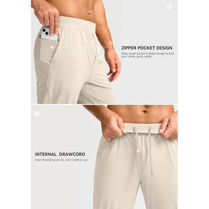 2025 pantalon de survêtement léger pour hommes avec poches à fermeture éclair vêtements de gymnastique d'entraînement athlétique pour piste de golf running-Bone M - Product Image 6