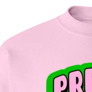 Sudadera de cuello redondo con estampado gráfico Pink Pretty Girls Only, de manga larga con puños acanalados, top casual de forro polar para mujer, estilo urbano a la moda. - Product Image 2