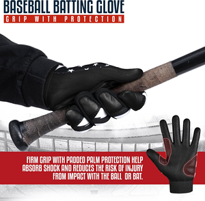 Gants de frappe de baseball professionnels, qualité supérieure, en cuir, fermeture auto-agrippante, paume antidérapante. - Product Image 4