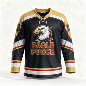 Camiseta de Hockey sobre Hielo Eagle Force para Hombre, Manga Larga, Sublimada, Malla de Poliéster Transpirable, Corte Regular, Cuello Redondo, Ropa Deportiva de Equipo - Product Image 1