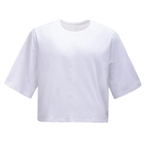 T-shirt uni surdimensionné en coton biologique 100 % pour femme, coupe ample, style streetwear, doux, respirant, décontracté, été, vente en gros - Product Image 3