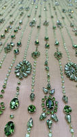 Tissu en dentelle élégant et luxueux, orné de perles de cristal, brodé, avec applique 3D en strass, en tulle maillé, fait main, haut de gamme