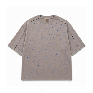 Customized <b>Rhinestone</b> Oversized Women's Shirts Custom Taupe Drop Shoulder Crew Neck Tee Sparkles Streetwear Fashion <b>Top</b> OEM - Product Image 3