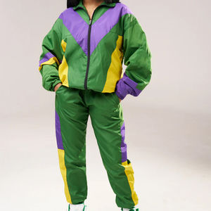 Conjunto Deportivo de Dos Piezas para Invierno, Tallas Grandes, con Forro de Malla, Cierre de Cremallera, Estampado Sólido, Logotipo Bordado, Ropa Deportiva - Product Image 3