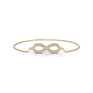 Gold <b>Infinity</b> Charm <b>Bracelet</b> Diamond <b>Bracelet</b> Bezel Set Link Bangle for Wedding Gift Party Wear - Product Image 1