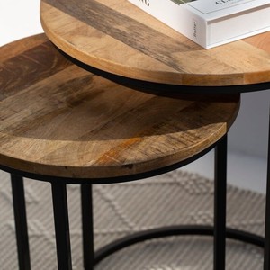 Table d'appoint ronde en bois Vandana Sierra Lunaris (lot de 2) – Design moderne et élégant - Product Image 2