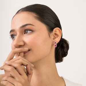 Pendientes de Halo de Lujo para Mujer con Rubíes y Diamantes 100% Genuinos, Oro Amarillo Real K14, Regalo de Aniversario, Joyería Hecha a Mano al por Mayor - Product Image 6