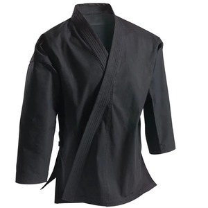 Uniforme de karaté unisexe pour adultes, 100% coton noir, respirant, vêtements d'arts martiaux, ensemble pantalon et haut coupe classique, disponible à la vente - Product Image 2