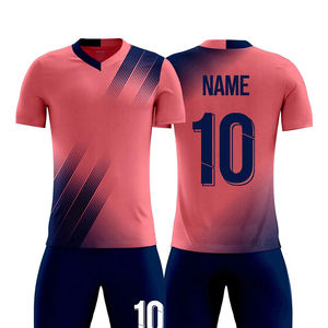 Ensemble de maillots de football unisexe pour adultes, col ras du cou, manches courtes, imprimé par sublimation, dégradé bleu 3D, évacuation de l'humidité, nylon/coton, cordon de serrage - Product Image 2