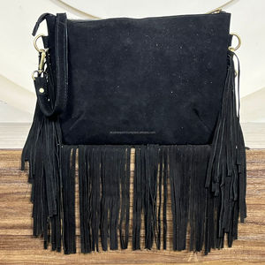 Hair on Hide Fur Leather Fringe Handbag Western Cowhide Fur Gems Stone Fringe Sling Purse Style Multi Uses Sling Purse - Product Image 6