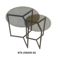Meja Kopi Kaca Modern Lumetal KTS-250429-02 Terlaris, Rangka Logam, Kaca Tempered, Furnitur Ruang Tamu Dekoratif KD