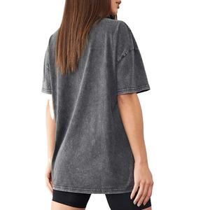 Nouvelle mode pour femmes 100% coton lavé à l'acide coupe régulière Anti-rides respirant été T-Shirt décontracté - Product Image 3
