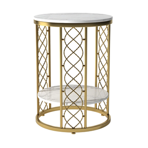 Wholesale Price New End <b>Table</b> Modern Furniture Marble Top Round <b>Side</b> <b>Table</b> <b>Gold</b> Plated for Living Room, Hotel, Office Home Decor - Product Image 4