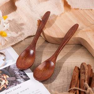 Cuchara de Té de Madera con Mango Esmaltado, Cuchara para Postre Pulida, Cubertería Moderna para el Hogar - Product Image 1