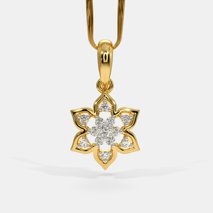 Collar con Colgante de Diamante Cultivado en Laboratorio, Diseño Floral de Seis Pétalos, Oro Amarillo - Product Image 1