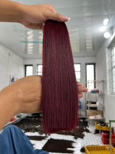 Extensions de cheveux humains bruts personnalisées CDYHAIRVN, couleur bordeaux, lisses naturelles, double épaisseur, tissage à la main, luxe, provenant d'un seul donneur - Product Image 4