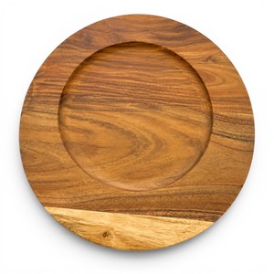 Handcrafted Round Wooden Serving Tray | Decorative <b>Snack</b>, Fruit & Coffee Table Serving Platter 12 Inch - Product Image 2