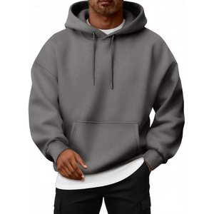 High Quality 350gsm Heavyweight Fleece Polyester/Cotton Winter Blank Hoodie Custom Pullover <b>Stand</b> Collar Breathable Men - Product Image 1