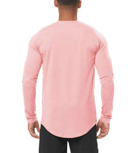 T-shirt à manches longues pour homme, gris, col rond, coupe classique, couleur unie, décontracté, tricoté en coton respirant - Product Image 6
