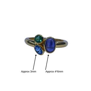 Wedding Wear 925 Sterling <b>Silver</b> Gold Plated Jewelry Blue Topaz <b>Emerald</b> Kyanite Gemstone Women Wear <b>Ring</b> - Product Image 5