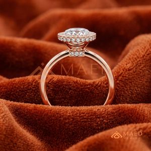 แหวนแต่งงานโรแมนติกทองคำขาว 14K ทรงกลมประดับเพชรโมอิสซาไนต์แบบฝังเพชรรอบวง - Product Image 4