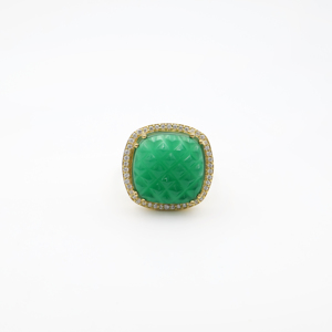 925 Sterling Silver Natural <b>Green</b> Onyx <b>Ring</b> Gold Plated OEM ODM Fine Jewelry - Product Image 3