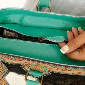 Bolso de Mano con Flecos de Cuero de Vaca para Mujer, Bolso de Mano Elegante con Tallado a Mano, Gran Oferta, Novedad - Product Image 6