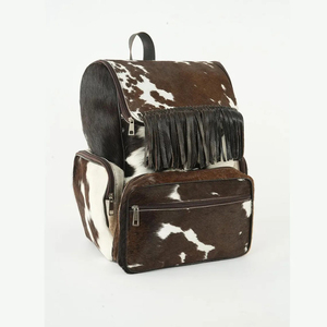 Mochila de Cuero Vacuno con Flecos, Estilo Bohemio, Múltiples Bolsillos, Unisex, Mochila de Día con Respaldo Suave, 15 Pulgadas - Product Image 4