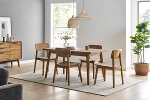 Juego de Comedor Moderno de Madera, 5 Piezas, Sillas con Respaldo Sólido, Mesa Rectangular, Estilo Escandinavo, Muebles Duraderos para el Hogar - Product Image 3