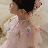 Robes de demoiselle d'honneur perles à la main cape de fée col rond Style de ballet soirée à la main enfant Couture vente en gros-Rosie 2025