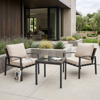Set Bistrot in Rattan PE per Patio, Set da Esterno per 2 Persone con Cuscini, Mobili da Giardino e Balcone in Alluminio all'Ingrosso