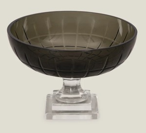 Cuenco de cristal verde con diseño acanalado y base cuadrada, florero contemporáneo para mesa - Product Image 3
