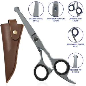 Ciseaux de coiffure professionnels de 6 pouces, dernier design, faible MOQ, en acier inoxydable, pointe arrondie, pour droitiers, avec étui en cuir - Product Image 3