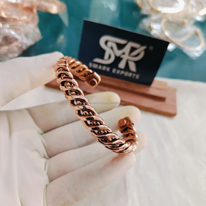 Brazaletes de cobre puro diseño de cuerda trenzada pesada brazalete abierto Kada pulsera brazalete hecho a mano joyería curativa para hombres y mujeres - Product Image 5