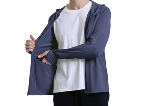 Sweat-shirt à capuche zippé pour homme, couleur unie, séchage rapide, en polyester tricoté, décontracté, pour l'été, sweat-shirt à capuche premium pour homme - Product Image 2