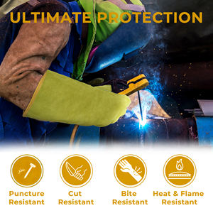Guantes de Soldadura TIG/MIG Resistentes al Fuego, de Cuero Vacuno, Ecológicos, con Pantalla Táctil, para Uso General - Product Image 3